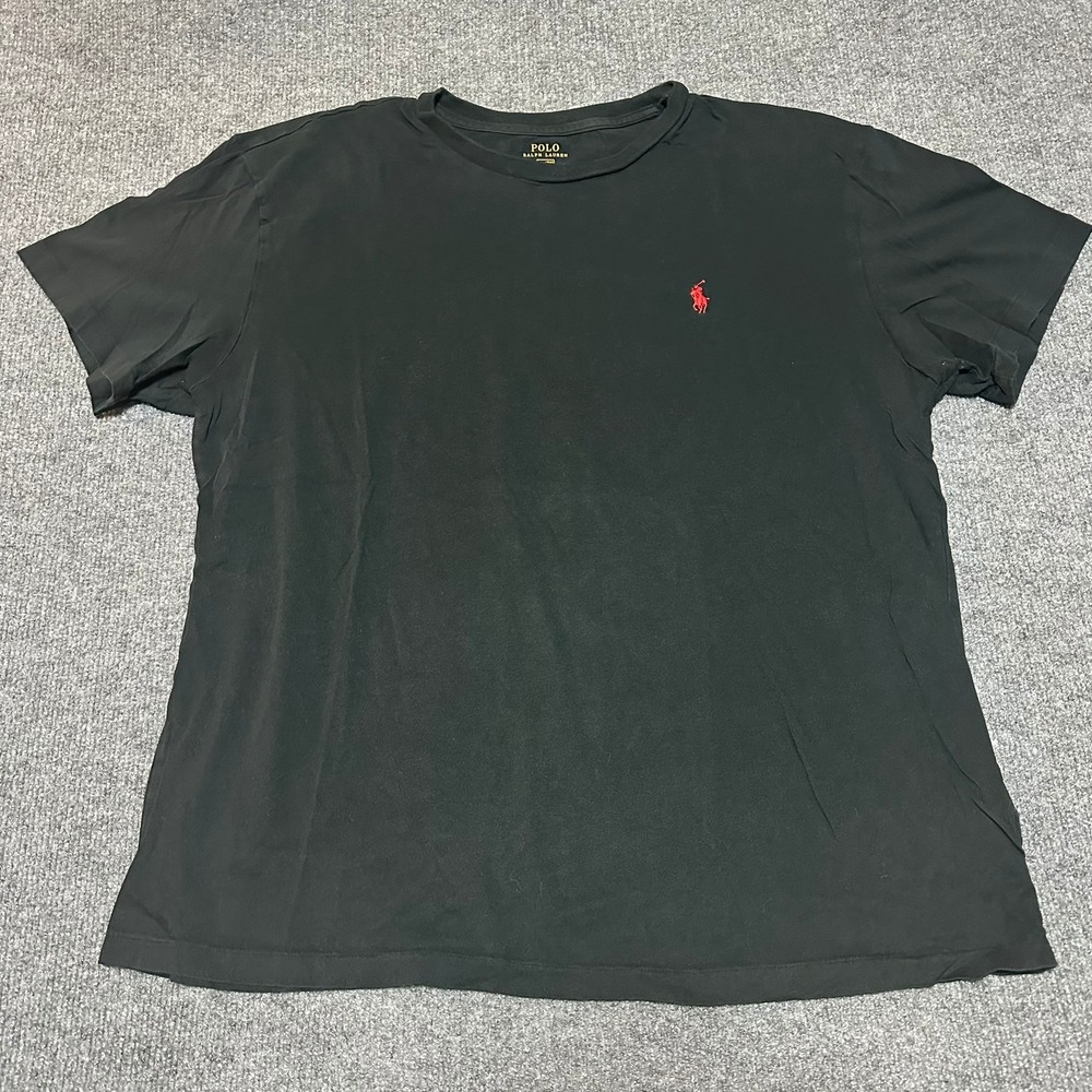 Polo Ralph Lauren Mens XL Black Short Sleeve Crew Neck T-Shirt Red Pony Logo
